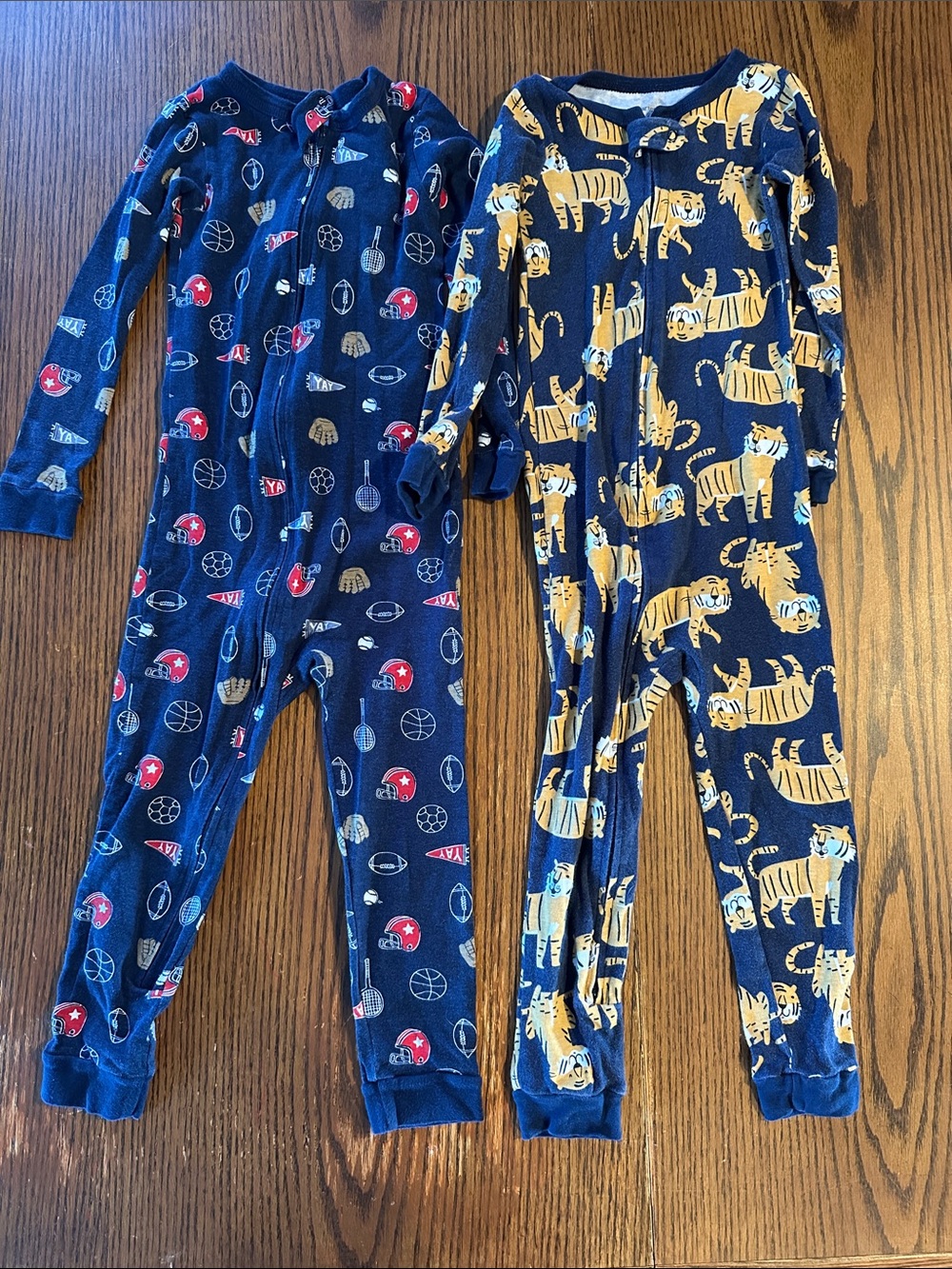 Carter's Navy Blue 2-Pack One-Piece Pajamas with Tigers and Sports Prints